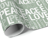 Papier Cadeau Noël Paix Amour Blanc Vert (Coin rond)