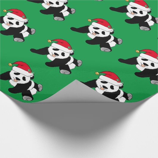 Papier Cadeau Noël Panda Bear Vert (Coin)