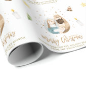 Papier Cadeau Noël Papier d'enveloppement de la Nativité, Sainte (Coin rond)