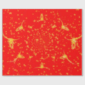 Papier Cadeau Noël Parties scintillant Occidentale Rouge Gold Gi (Plat)