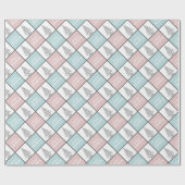 Papier Cadeau Noël Pastel Bleu et rose Motif moderne (Plat)