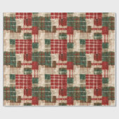 Papier Cadeau Noël Patchwork Carreaux Fêtes Rustique (Plat)