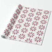 Papier Cadeau Noël Peppermenthe rouge Snowflakes (Déroulé)