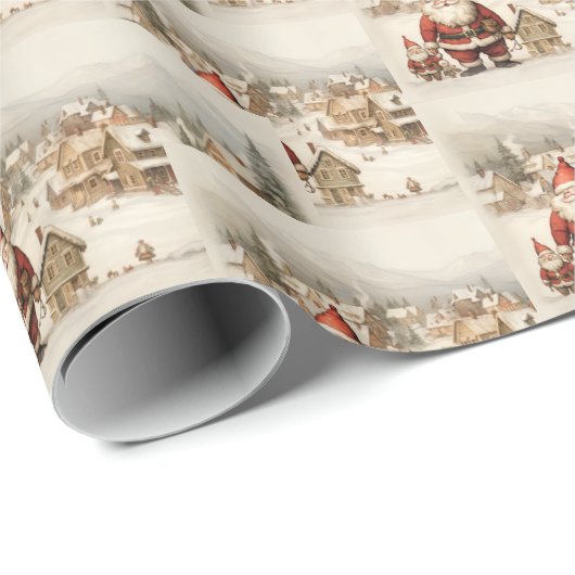 Papier Cadeau Noël Père Noël (Coin rond)