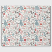 Papier Cadeau Noël Père Noël à l'ancienne (Plat)