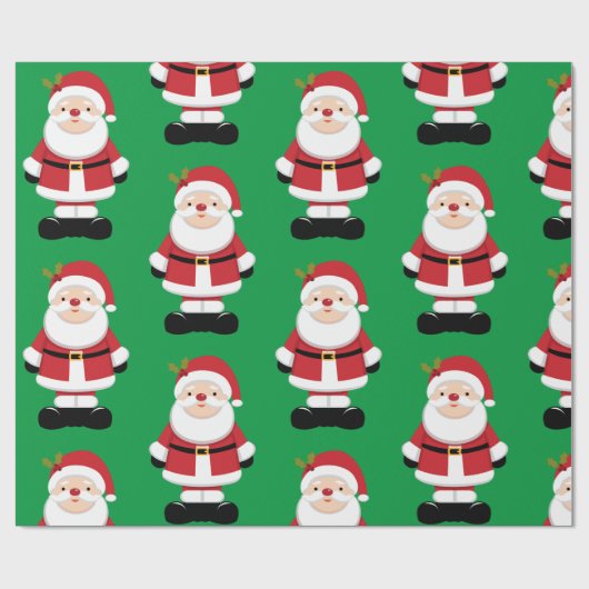 Papier Cadeau Noël Père Noël avec Arrière - plan vert (Plat)