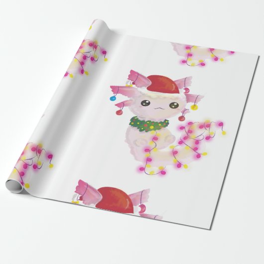 Papier Cadeau Noël père Noël axolotl (Déroulé)