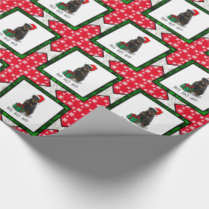 Papier Cadeau Noël Père Noël Casquette Rottweiler Chien Drôle