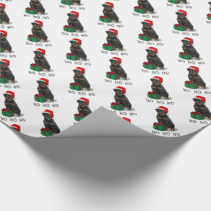 Papier Cadeau Noël Père Noël Casquette Rottweiler Chien Drôle