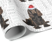 Papier Cadeau Noël Père Noël Cocker Brown Spaniel Holiday Chien (Coin rond)