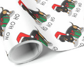 Papier Cadeau Noël Père Noël Dachshund (S noir & tan) Drôle (Coin rond)