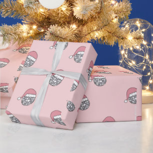 Papier Cadeau Noël Père Noël disco rose