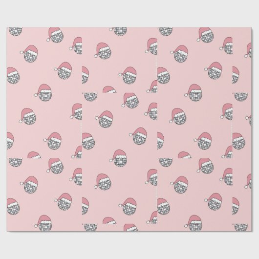Papier Cadeau Noël Père Noël disco rose (Plat)