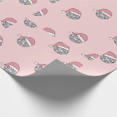 Papier Cadeau Noël Père Noël disco rose (Coin)