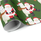 Papier Cadeau Noël Père Noël et lama carrelé la fête enveloppé (Coin rond)