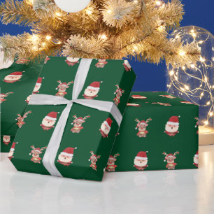 Papier Cadeau Noël père Noël et Reindeer