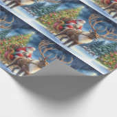 Papier Cadeau Noël Père Noël et Reindeer AI (Coin)