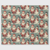 Papier Cadeau Noël Père Noël et Snowman (Plat)