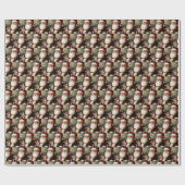 Papier Cadeau Noël Père Noël et un chat 2 (Plat)