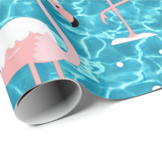 Papier Cadeau Noël père Noël flamant (Coin rond)