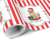 Papier Cadeau Noël Père Noël Goldendoodle (rouge or) Chien migno (Coin rond)
