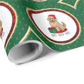 Papier Cadeau Noël Père Noël Goldendoodle (rouge or) Chien migno (Coin rond)