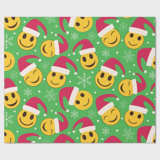 Papier Cadeau Noël Père Noël joyeux souriant visage Motif (Plat)
