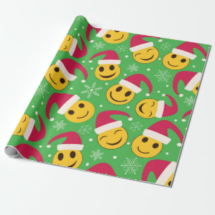 Papier Cadeau Noël Père Noël joyeux souriant visage Motif