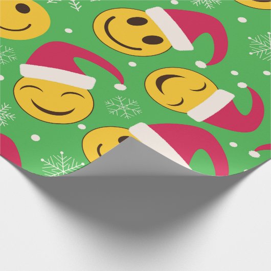 Papier Cadeau Noël Père Noël joyeux souriant visage Motif (Coin)