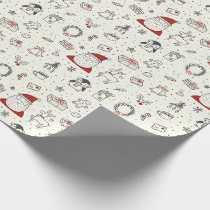 Papier Cadeau Noël Père Noël, Penguins, Rudolph et plus encore