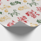 Papier Cadeau Noël Père Noël Petits Aidants Elf Amusement (Coin)