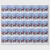 Papier Cadeau Noël Père Noël Reindeder dormant neige (Plat)