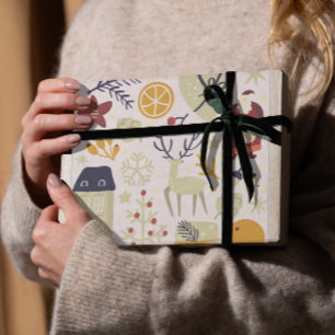 Papier Cadeau Noël Père Noël Reindeer présent