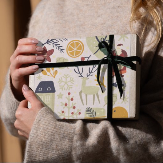 Papier Cadeau Noël Père Noël Reindeer présent