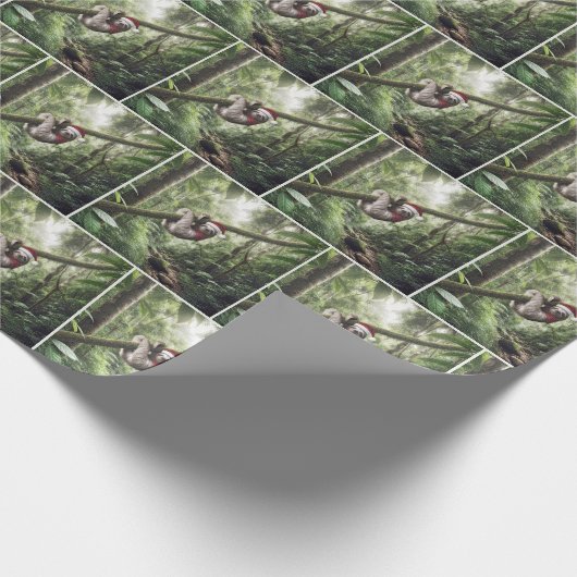 Papier Cadeau Noël Père Noël Sloth Dans Rainforest (Coin)