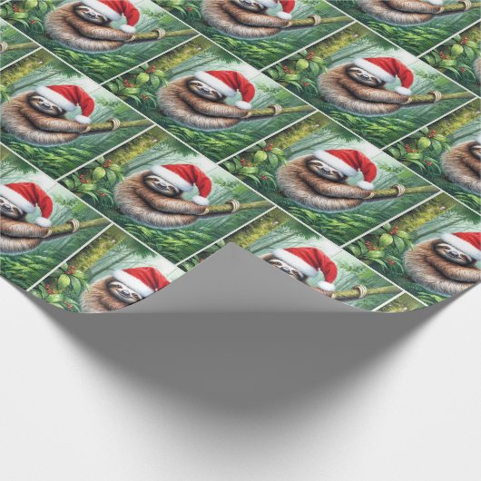 Papier Cadeau Noël Père Noël Sloth Dans Rainforest (Coin)