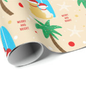 Papier Cadeau Noël Père Noël Surfing Chiens Tan Cadeau Roll (Coin rond)