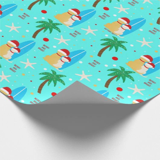 Papier Cadeau Noël Père Noël Surfing Dogs Cadeau Enveloppe Roll (Coin)