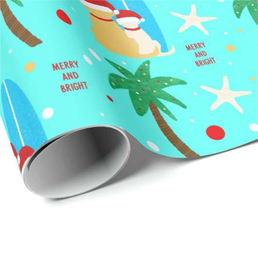 Papier Cadeau Noël Père Noël Surfing Dogs Cadeau Enveloppe Roll (Coin rond)