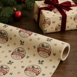Papier Cadeau Noël Père Noël Vintage Classique