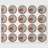 Papier Cadeau Noël Père Noël volant un vieil avion (Plat)