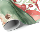 Papier Cadeau Noël Père Papa Fils Aquarelle Ornement (Coin rond)