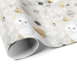 Papier Cadeau Noël persan blanc de minou