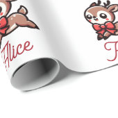 Papier Cadeau Noël personnalisé Cute Reindeer (Coin rond)