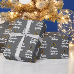 Papier cadeau Noël personnalisé Franc-Maçon Équerr