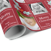 Papier Cadeau Noël personnalisé Holly Red (Coin rond)