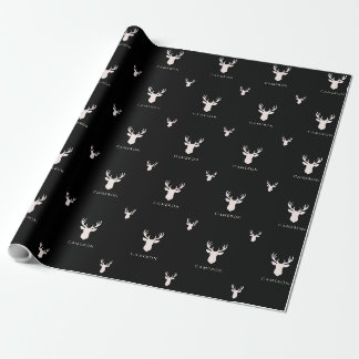 Papier Cadeau Noël personnalisé noir nom viril