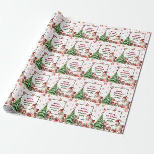 Papier Cadeau Noël Personnalisé Père Noël et Elfe