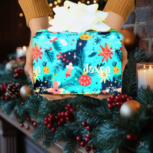 Papier Cadeau Noël personnalisé pour enfants avec flocons de nei