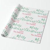 Papier Cadeau Noël personnalisé Traditionnel Rouge Vert Blanc (Déroulé)